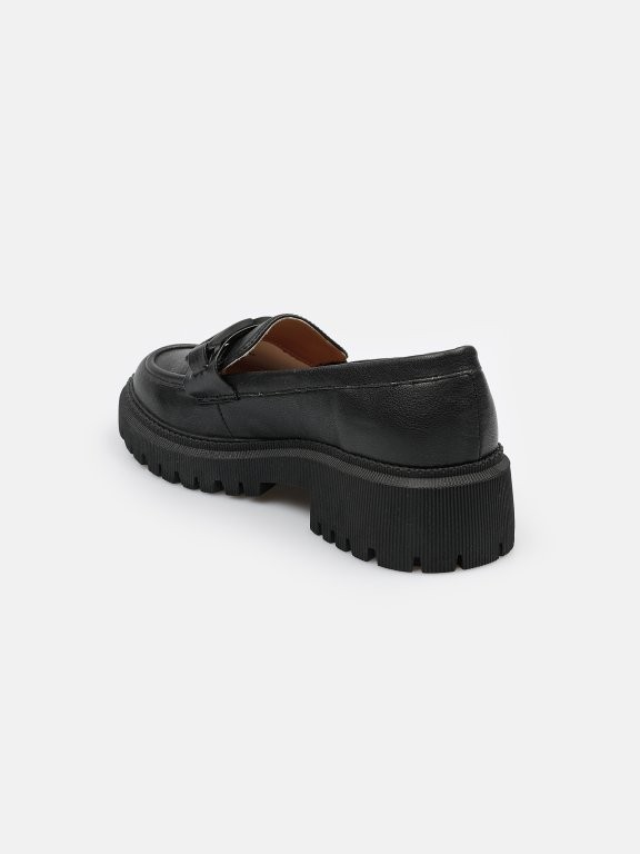 Platform loafers with buckle