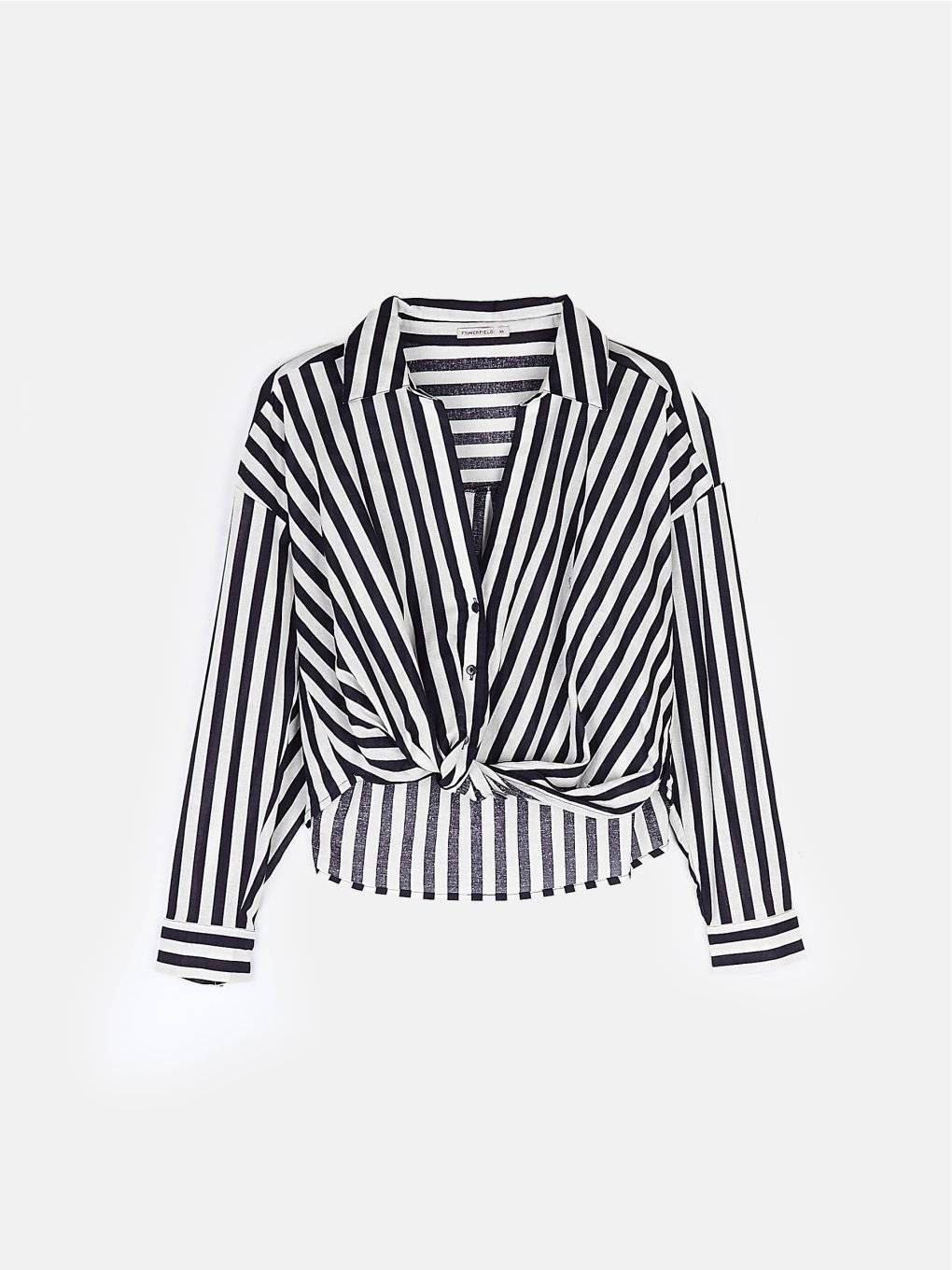Ladies striped blouse with a knot