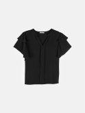 Ladies blouse with short ruffle sleeves