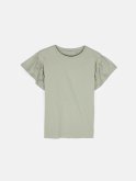 Basic cotton ruffle sleeve t-shirt
