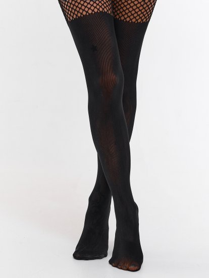 Fishnet tights with knee high socks