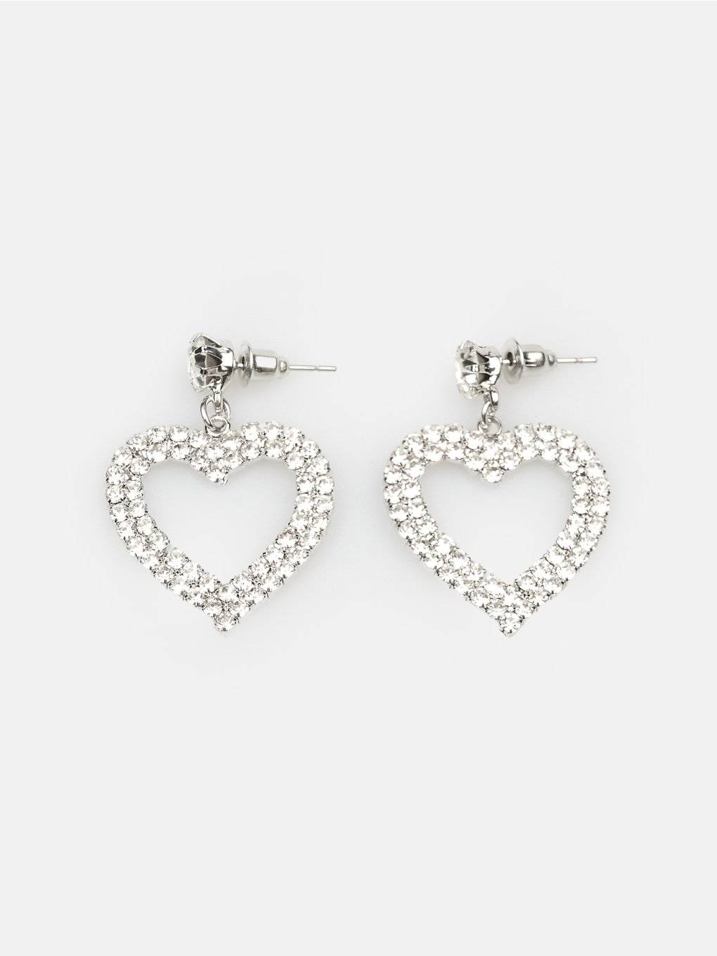 Heart shaped earrings with faux stones