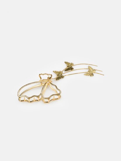Metal hairclip with butterfly embellishment