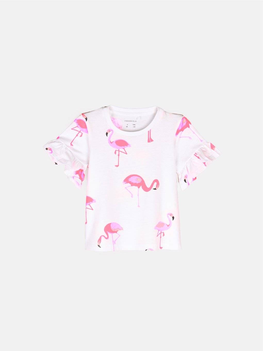 Cotton t-shirt with print and ruffles