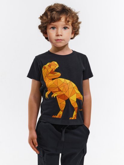 Bawełniana koszulka z nadrukiem dinozaura