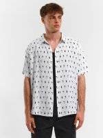 Printed viscose shirt oversize fit