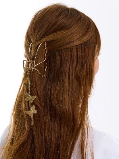 Metal hairclip with butterfly embellishment