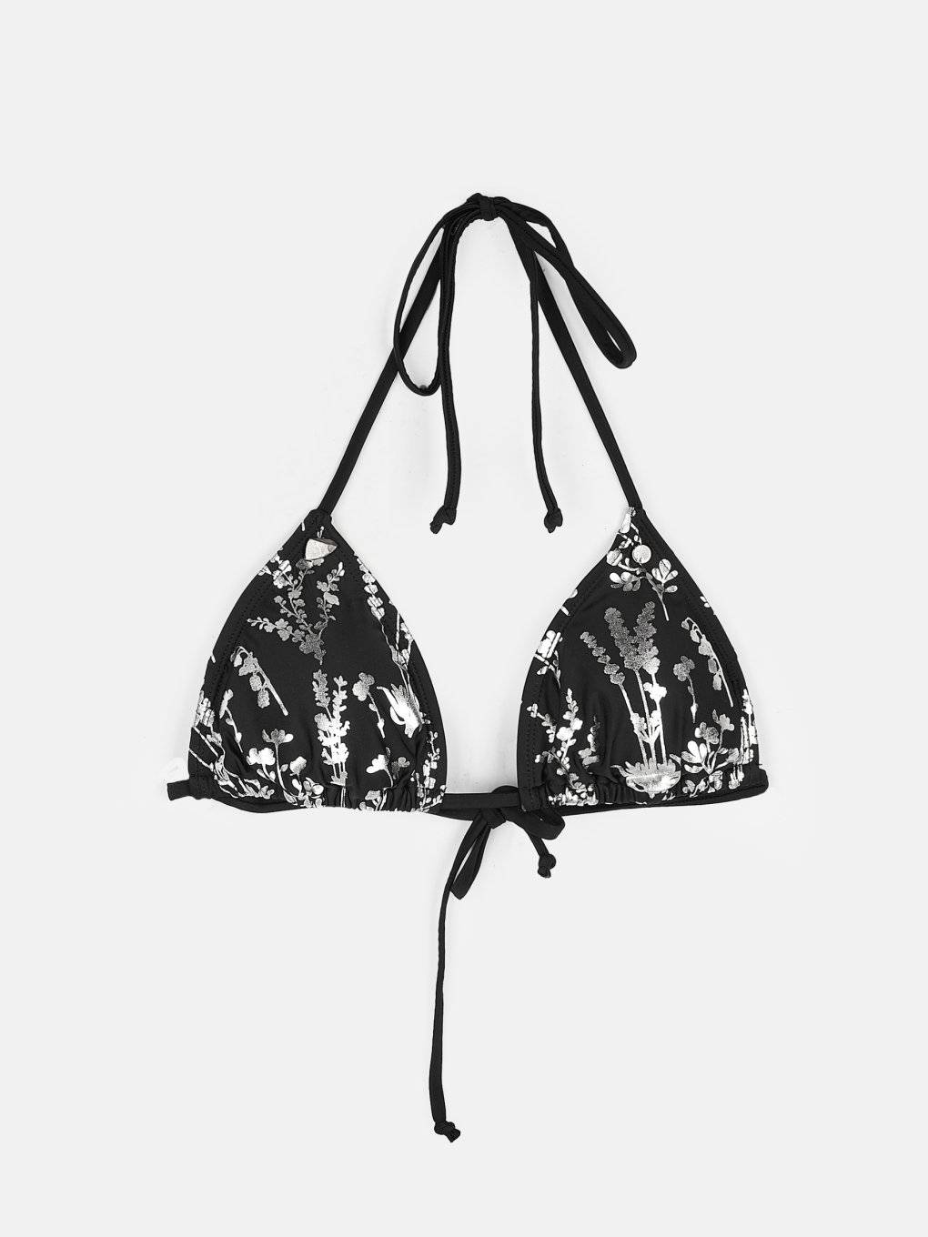 Triangle bikini bra with foil print