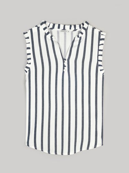Ladies striped sleeveless blouse