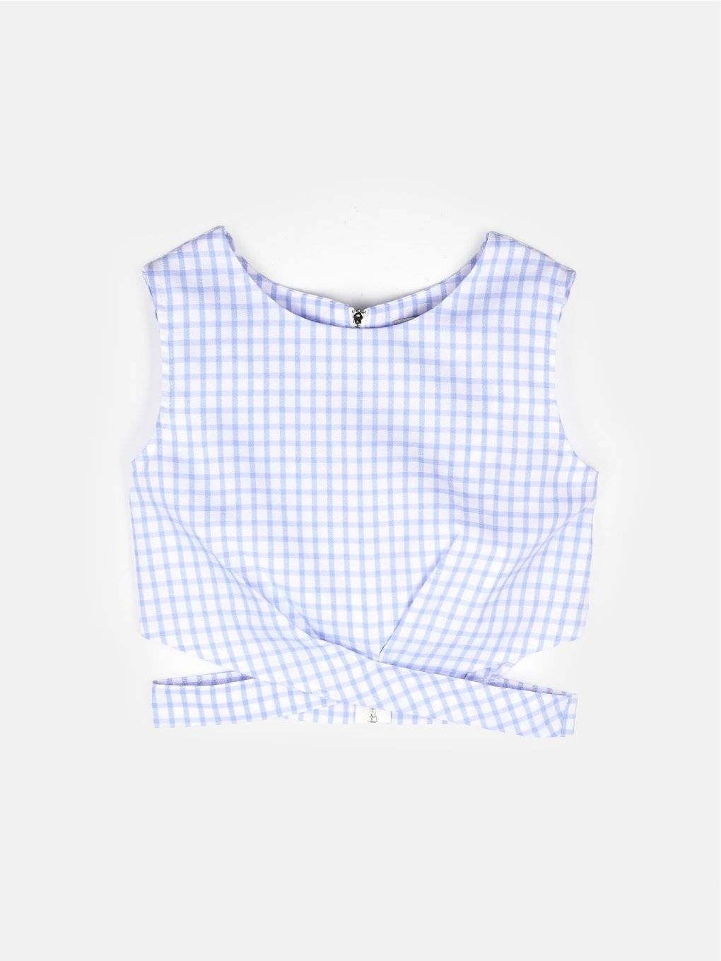 Ladies plaid blouse without sleeves