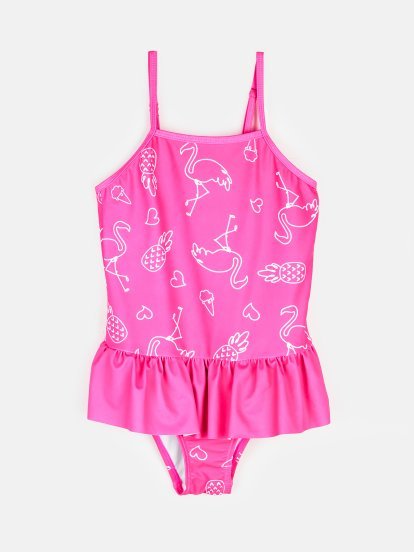 Swimsuit with ruffle and print