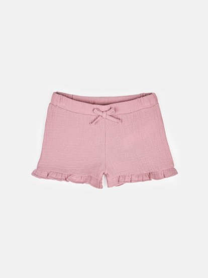 Cotton muslin shorts with ruffles