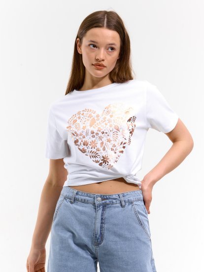 Cotton t-shirt with foil print