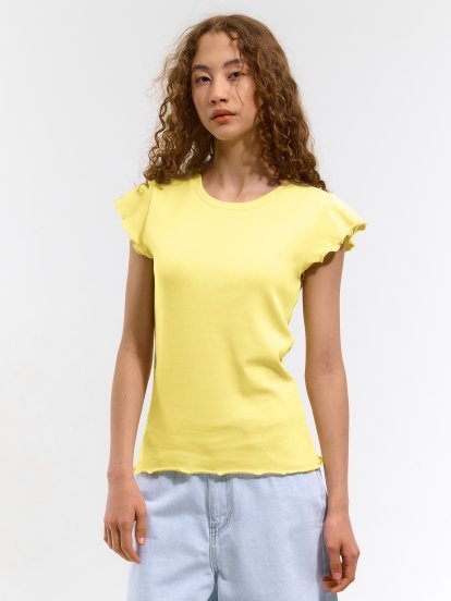 Elastyczny T-shirt z falbankami