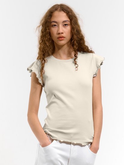 Elastyczny T-shirt z falbankami