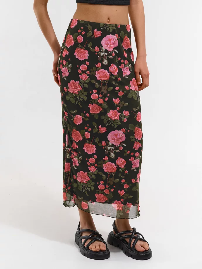 Fustă midi cu model floral