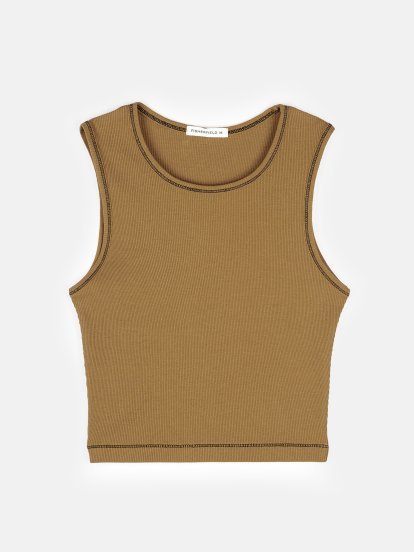 Ribbed tank with contrasting thread