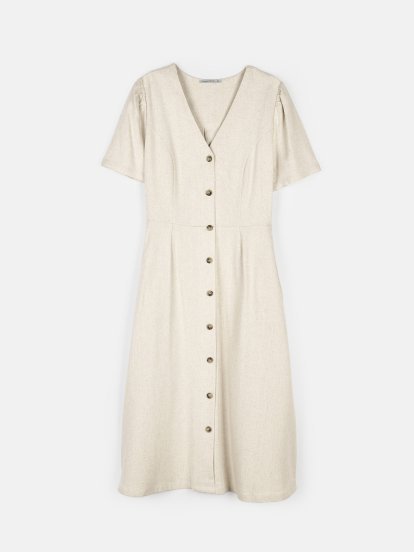 Ladies V-neck dress with buttons