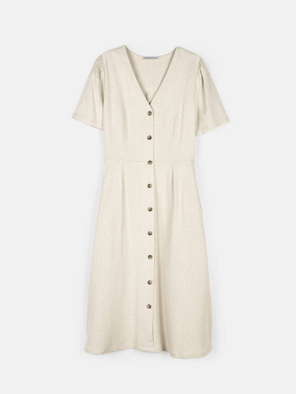 Ladies V-neck dress with buttons