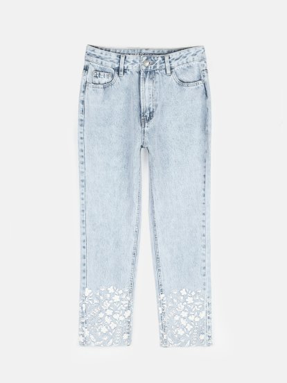 Jeans with print on hem