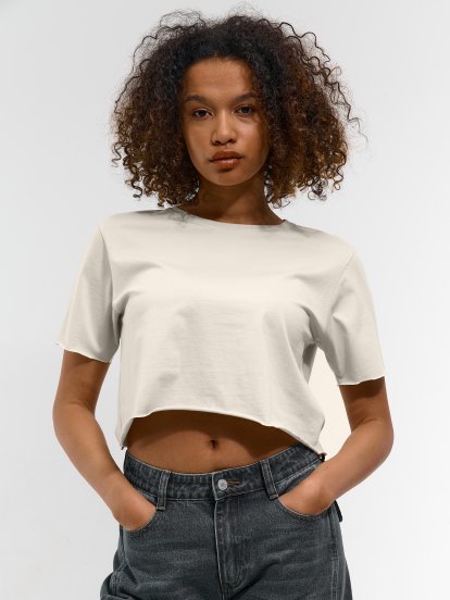Basic cotton cropped t-shirt