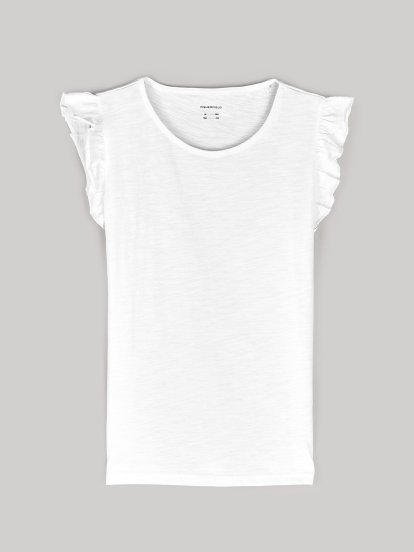 Basic cotton t-shirt with ruffles