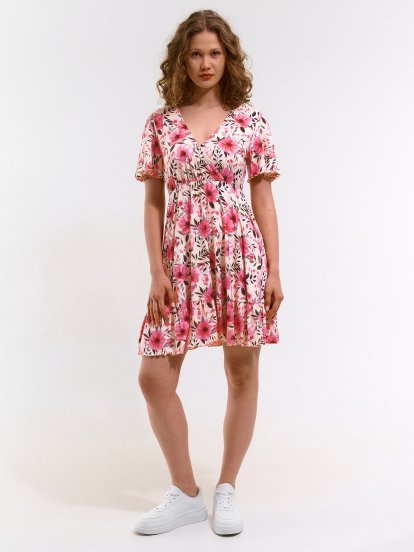 Ladies mini dress with floral print