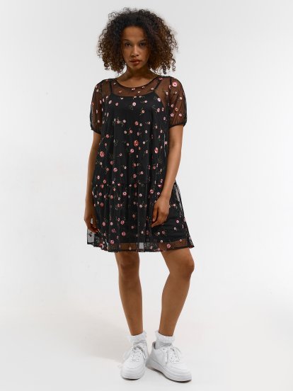 Ladies dress with floral embroidery