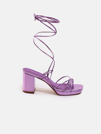 Lace-up high heeled sandals