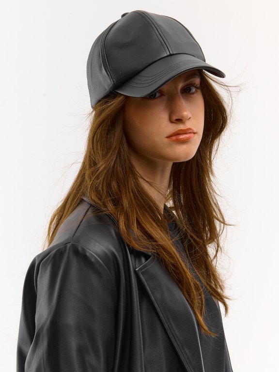 5 98 Faux leather baseball cap