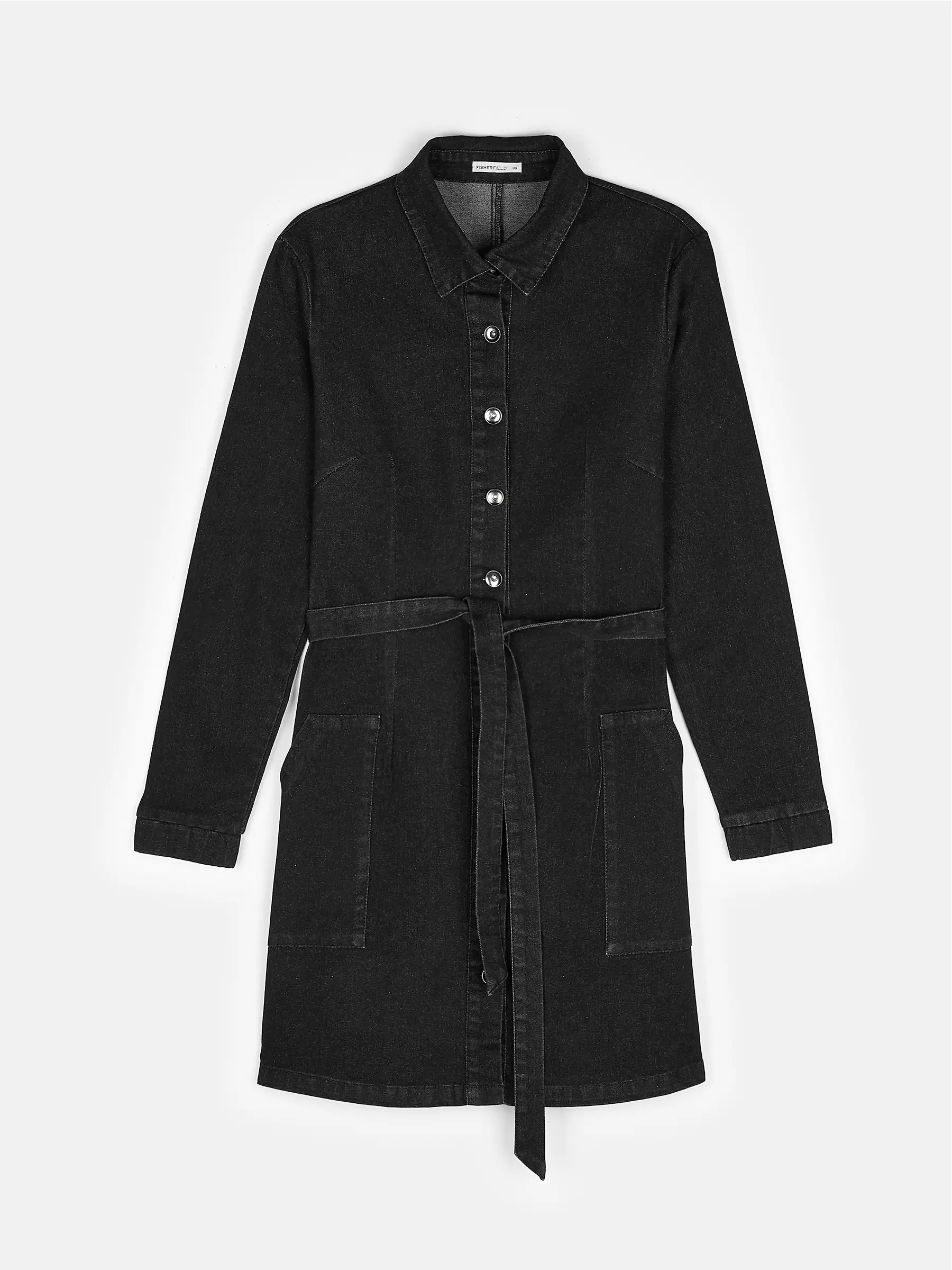 denim dress with black belt Women's Belted Denim Dress in Blue size 6