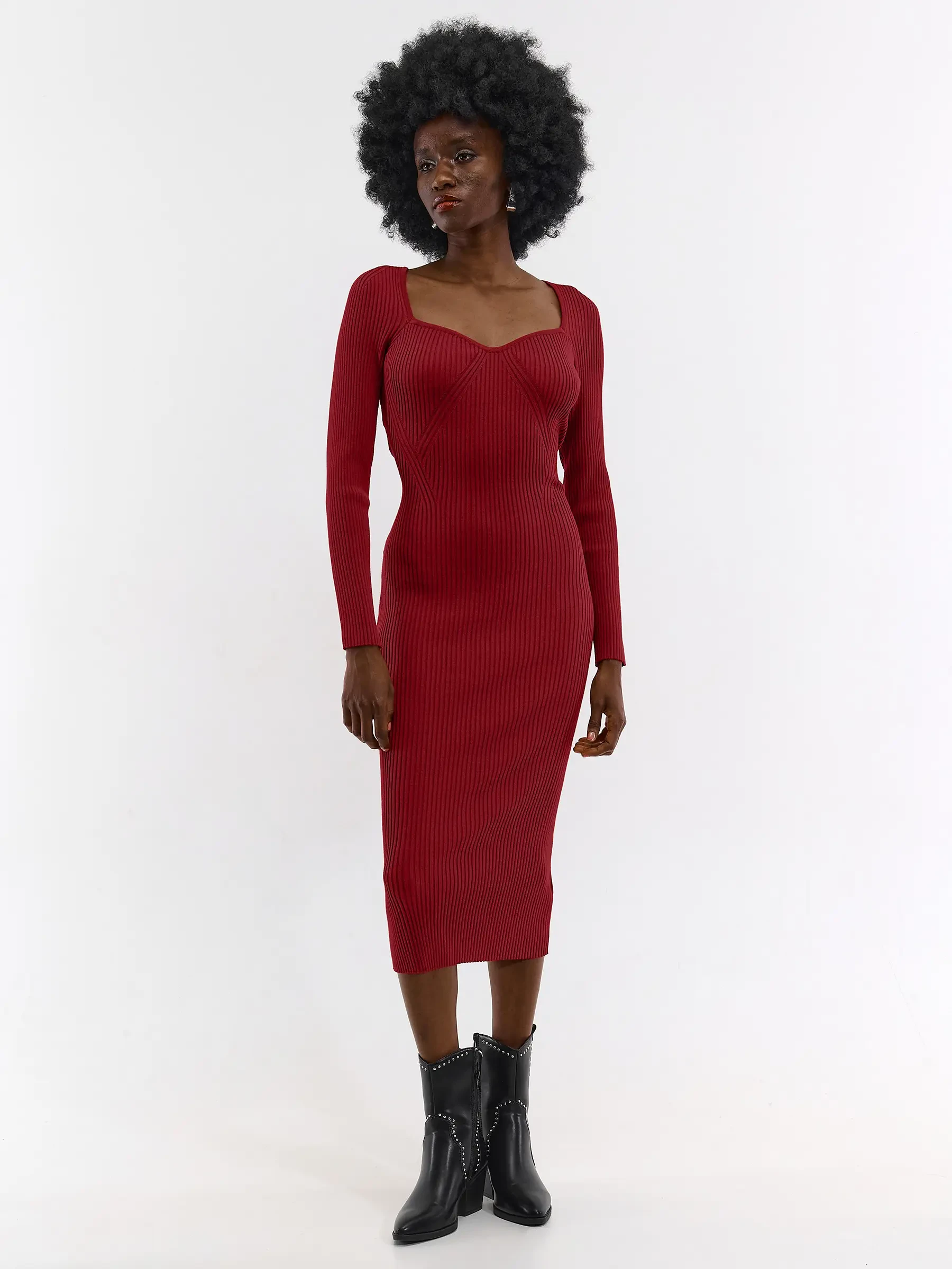 ladies knitted dress Cable Rib Knitted Dress