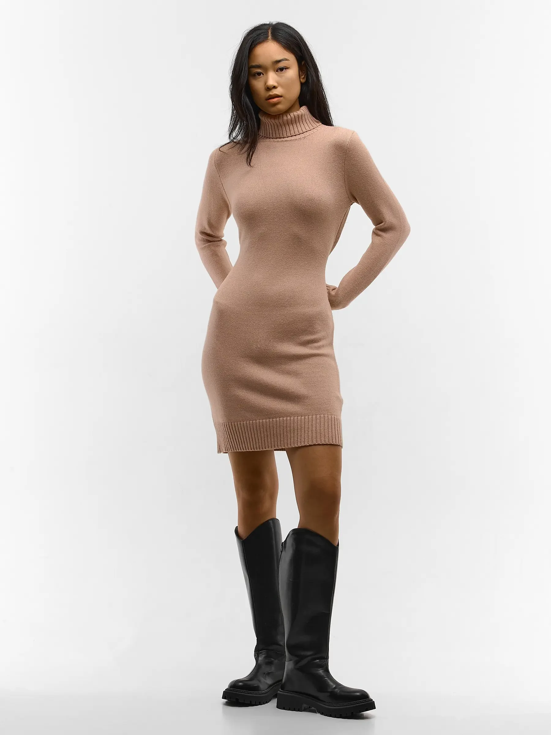ladies roll neck dress Ladies roll neck knitted dress