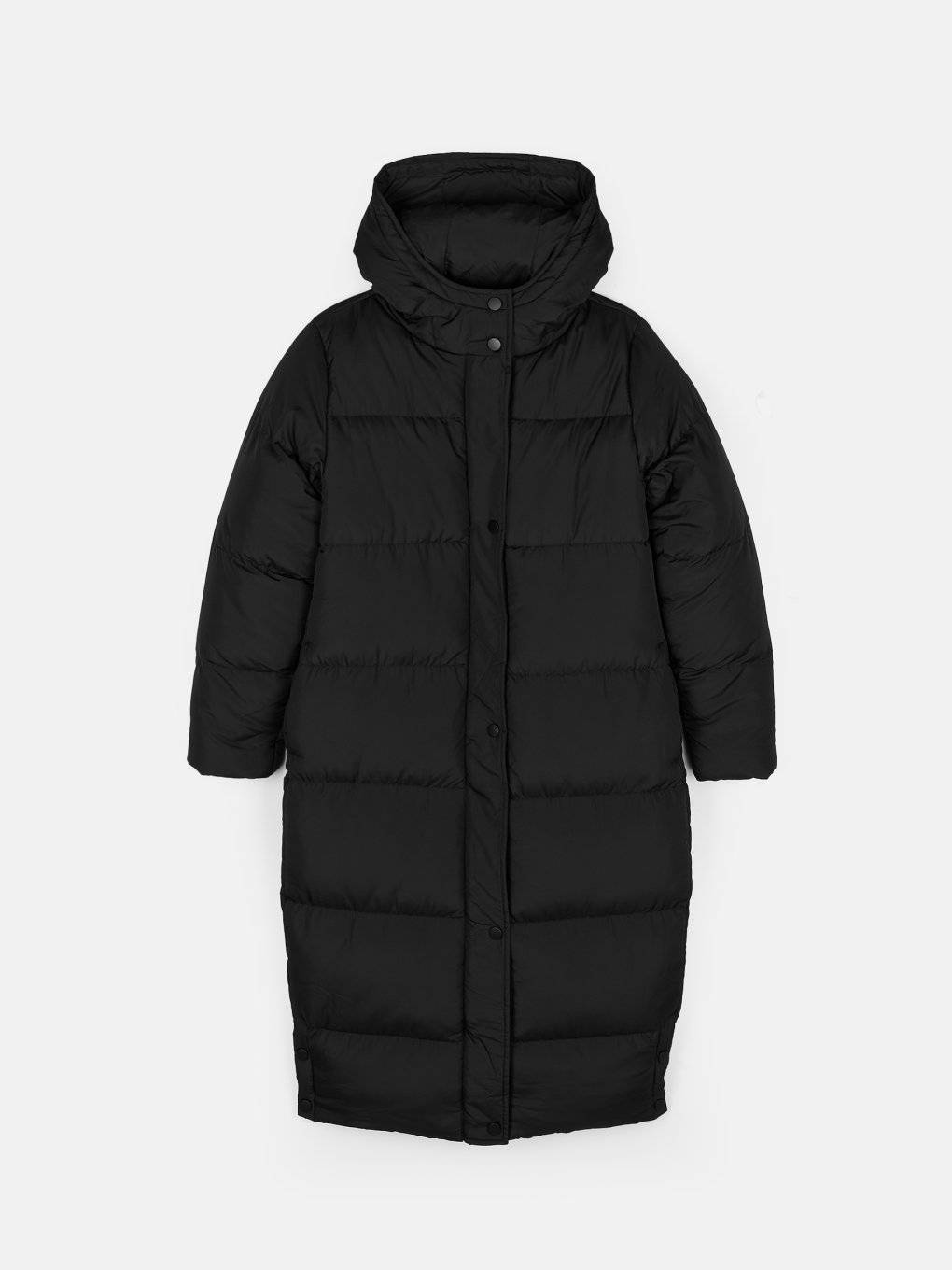 Ladies longline winter jacket with hood