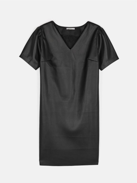 zara faux leather dress black Simply Southern PU Leather Dress--Black – Lilly Abigails Boutique main image 1