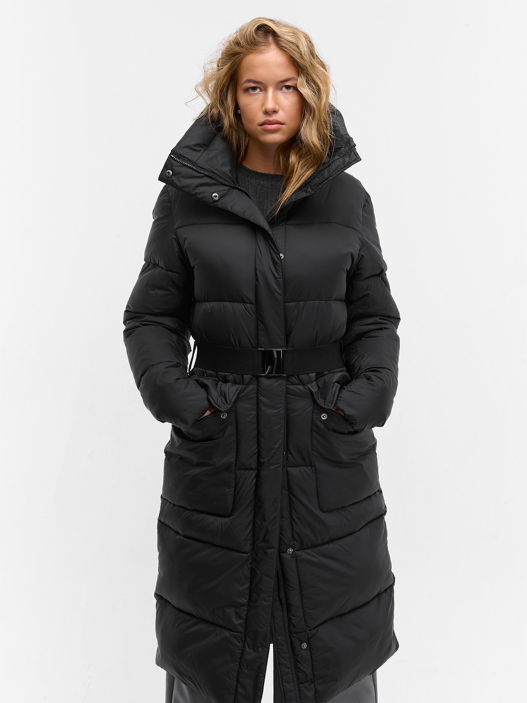 Ladies longline winter jacket with belt GATE