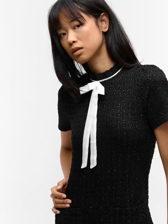 Ladies boucle dress with decorative bow | GATE