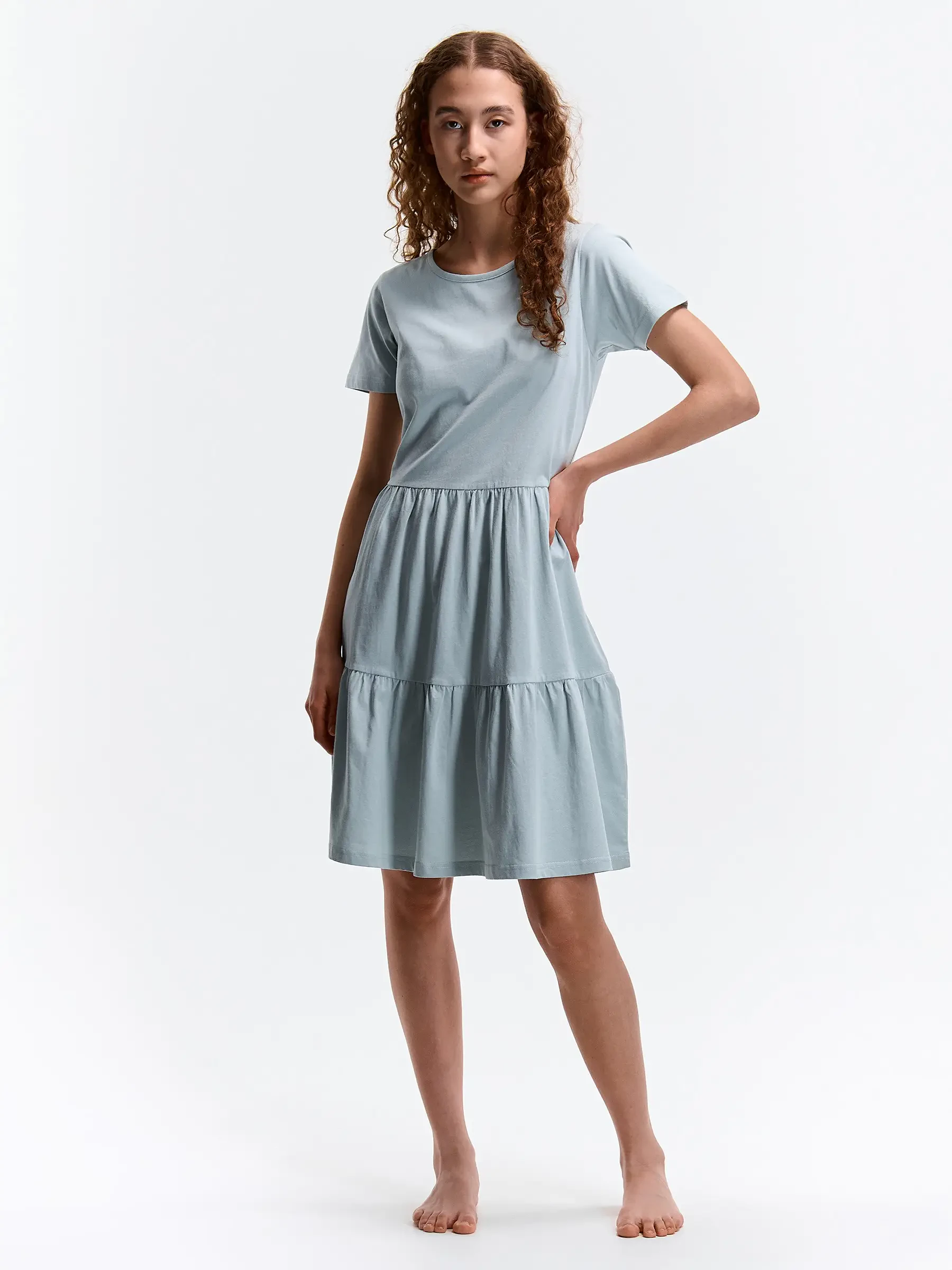 shirt dress Orange Cotton Poplin Fit and Flare Short Button-Down 44