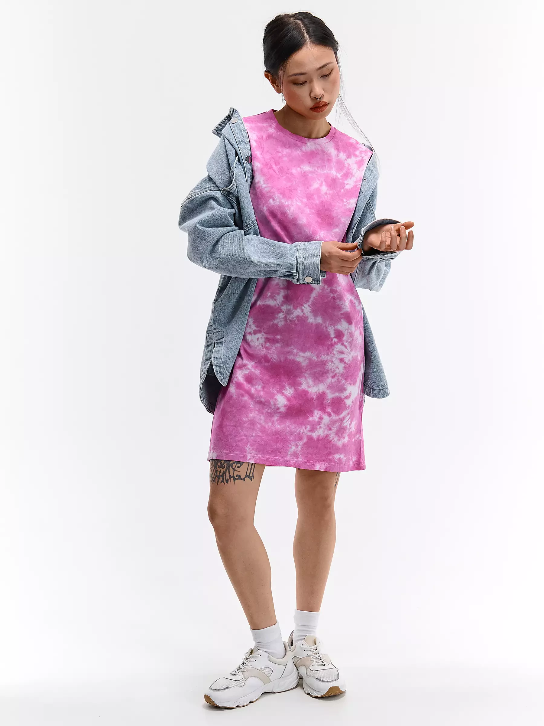 pink acid wash dress Halterneck Strappy Detail Pleated Mini Dress In Pink Acid Wash | EGO US