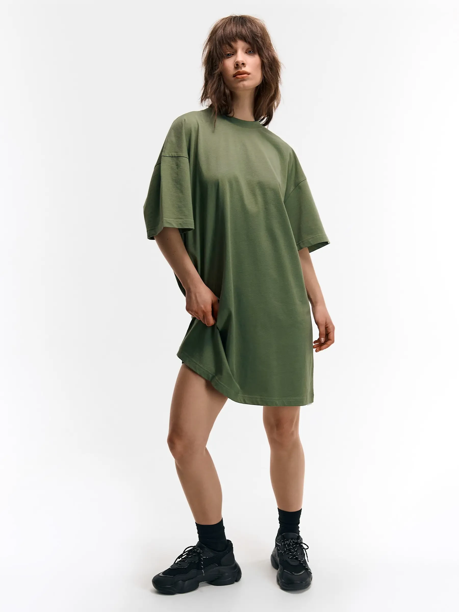 green oversized t shirt dress Topshop Oversized premium Short Sleeve T-Shirt Dress in Green