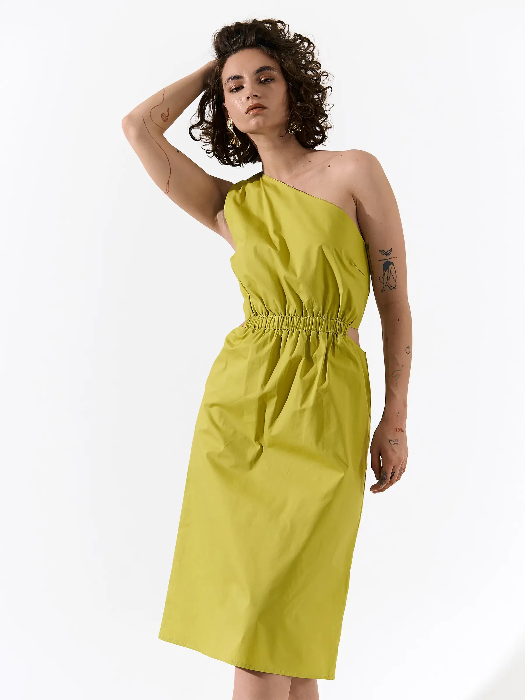 cotton asymmetrical dress Cotton Poplin Asymmetrical Flounce Dress White / 14 / PF269582